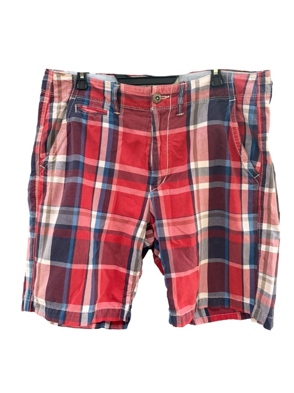 AE American Eagle Outfitters 33 Men's Classic Length Shorts Red Plaid Cotton